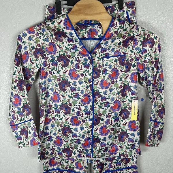 NEW Summersalt Cloud 9 Silky Satin Floral Pajama Set Small Button Up Shirt Pants - Image 2