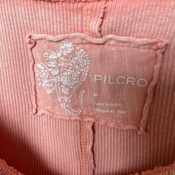 Pilcro Cropped Cut Off Short Sleeve Sweatshirt Pink Coral Medium - Image 5