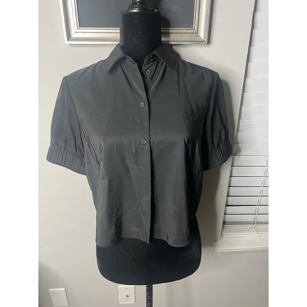 NWT Zara Black Cropped Button Down Top Small - Image 7
