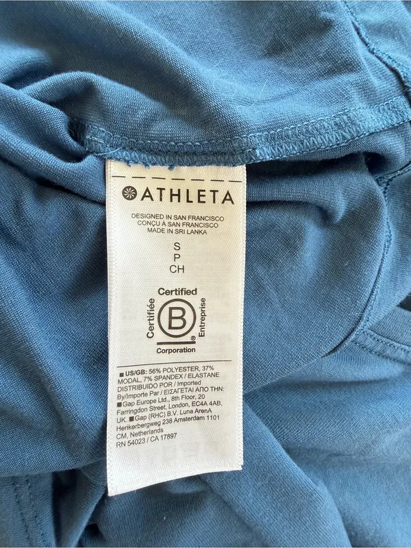 Athleta Open Back Short‎ Sleeve Active Top Blue Size Small - Image 5
