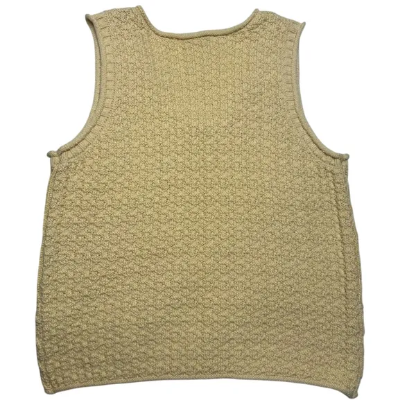 Yellow Cable Knit V-Neck Sweater Vest Preppy Light Academia Small - Image 7