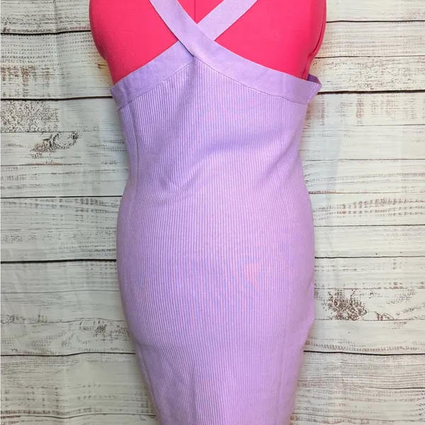 The Drop Elegant Lavender Cross-Neck Dress - Image 3