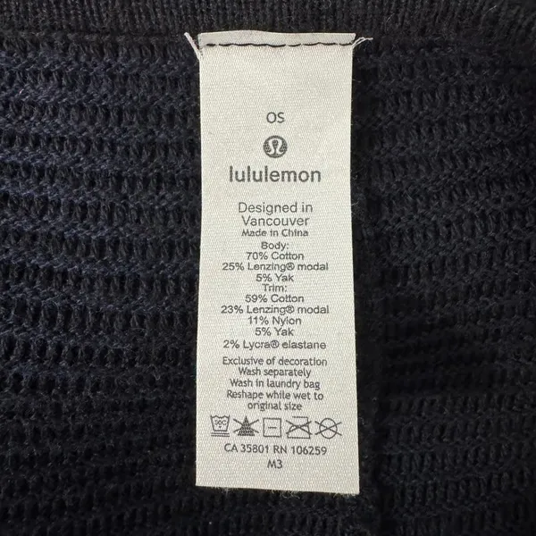 Lululemon It All Lines Up Poncho Sweater OS Navy Black Ribbed Knit Travel‎ Cozy - Image 12