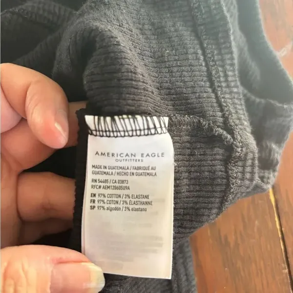 American Eagle Outfitters Ribbed Ruched Tank Top Black Size XL - Image 3