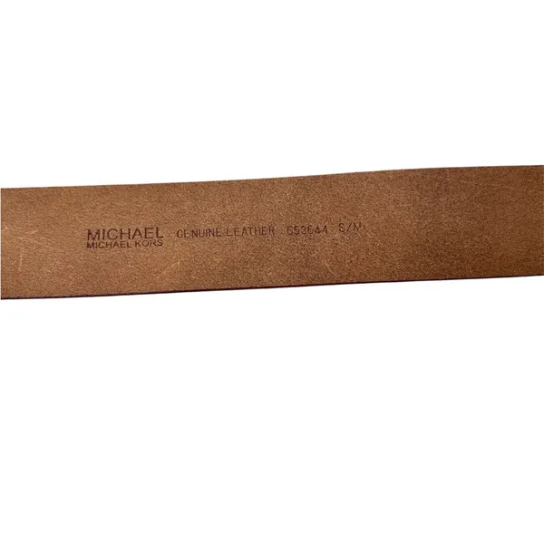 Michael Kors Double D Ring Buckle Engraved Braiding Brown Leather‎ Belt S/M - Image 5