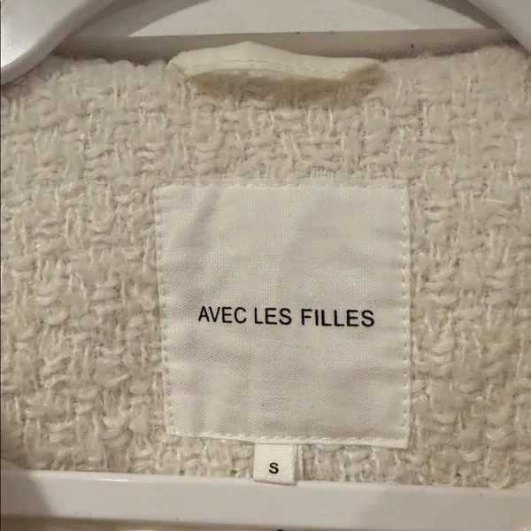 Avec Les‎ Filles Ivory Bouclé Jacket with Black Satin Bows small NWT - Image 4