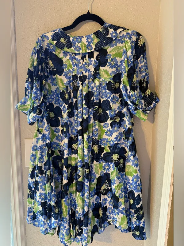 NWT Free People Moon Chaser Tiered Floral Puff Sleeve Collared Shift Minidress - Image 11