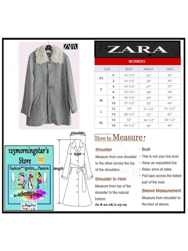 ZARA Gray Coat with Cream Faux-Shearling Collar - Image 10