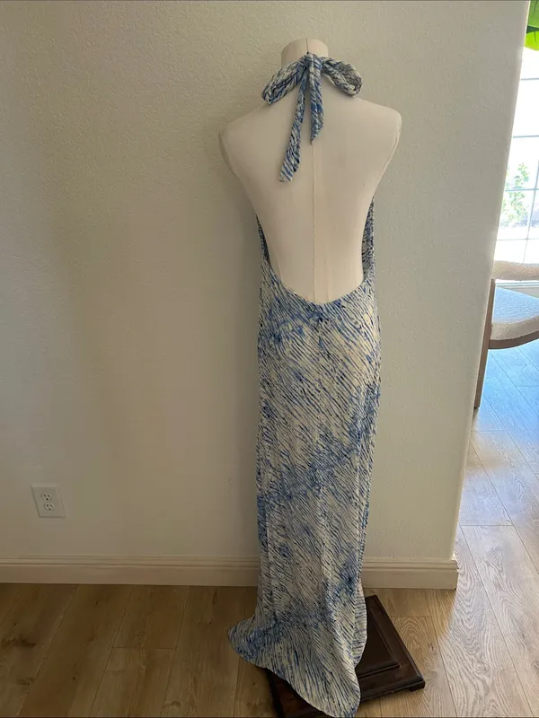 ELAN Stripe Halter Maxi Dress - Blue Sahara, Large, NWOT - Image 7