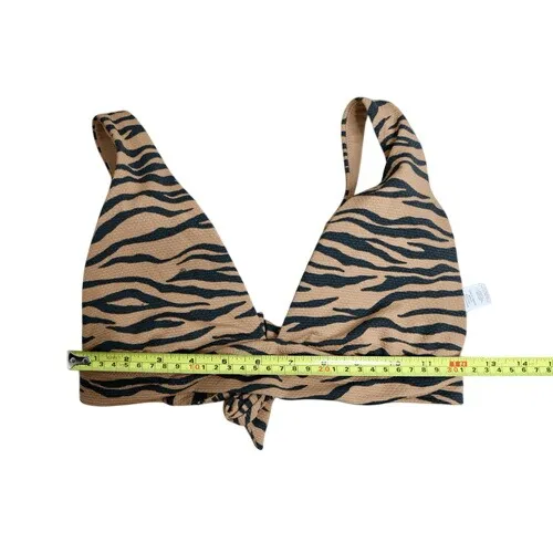Aerie Zebra Tan Removable Pad Tie Back Bikini Swimwear Top SMALL Animal‎ Print - Image 5