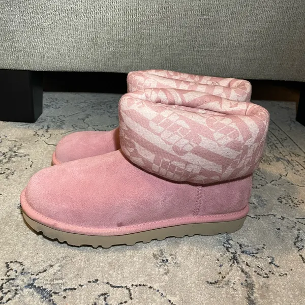 UGG Classic Mini Jersey Stripe Blush Boots - Image 5