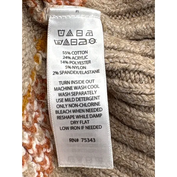 Artelier Nicole Miller Fair Isle Mock Neck Sweater Medium Brown Nordic Yoke Knit - Image 8