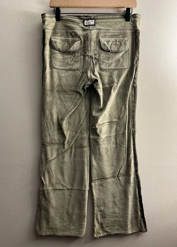 Vintage Y2K Abercrombie velour pants olive green pants flap pockets M - Image 2