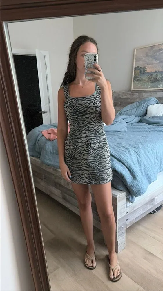 Tiger Print Denim Dress with Pockets - Image 2