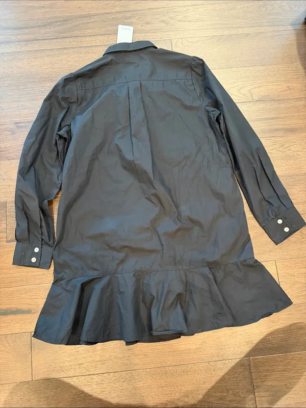 Quince 100% Organic Cotton Poplin Drop Waist Shirt Dress Black Medium NWT C30-00 - Image 6