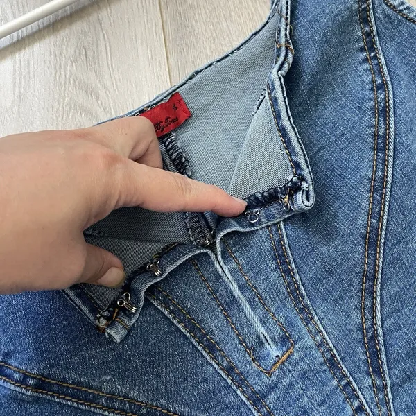 Vintage Corset Tank denim crop womens Blue (size 1x) western festival going out - Image 6