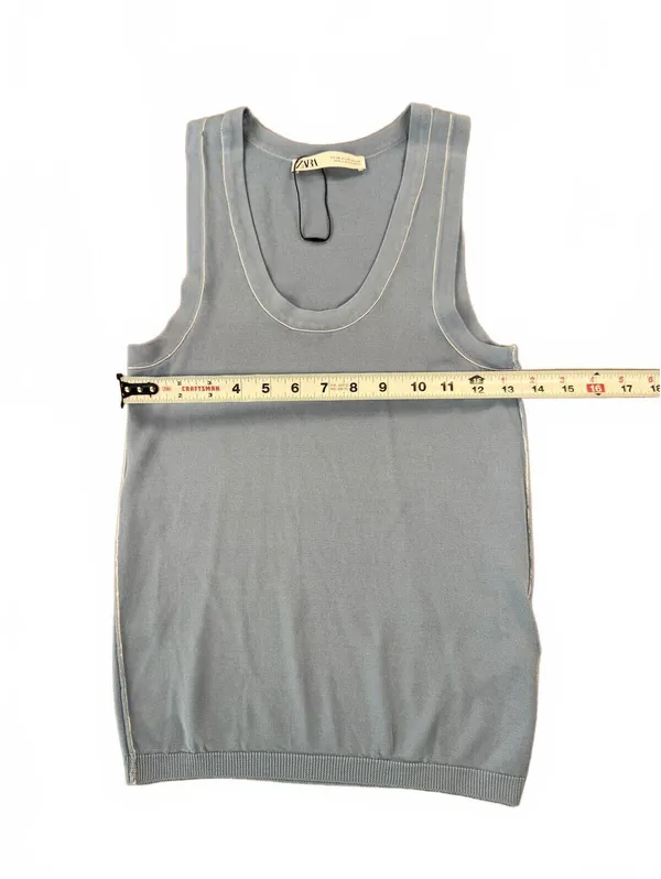 Zara | XS | Blue Sleeveless Knit Tee - Image 6