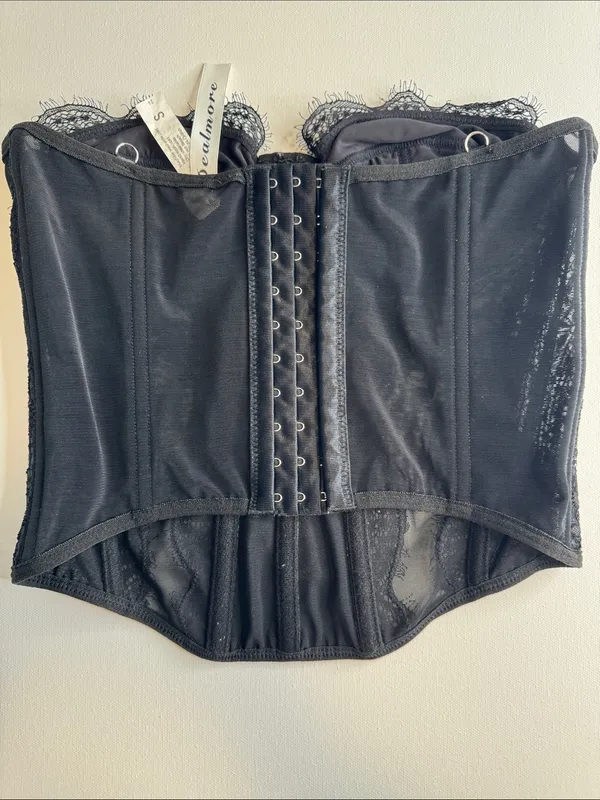 Black Lace Bustier Corset Top - Women Intimates - Image 2
