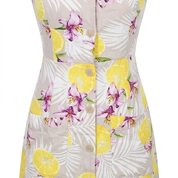 NWOT Lemon Floral Midi Linen Blend Dress - Image 6