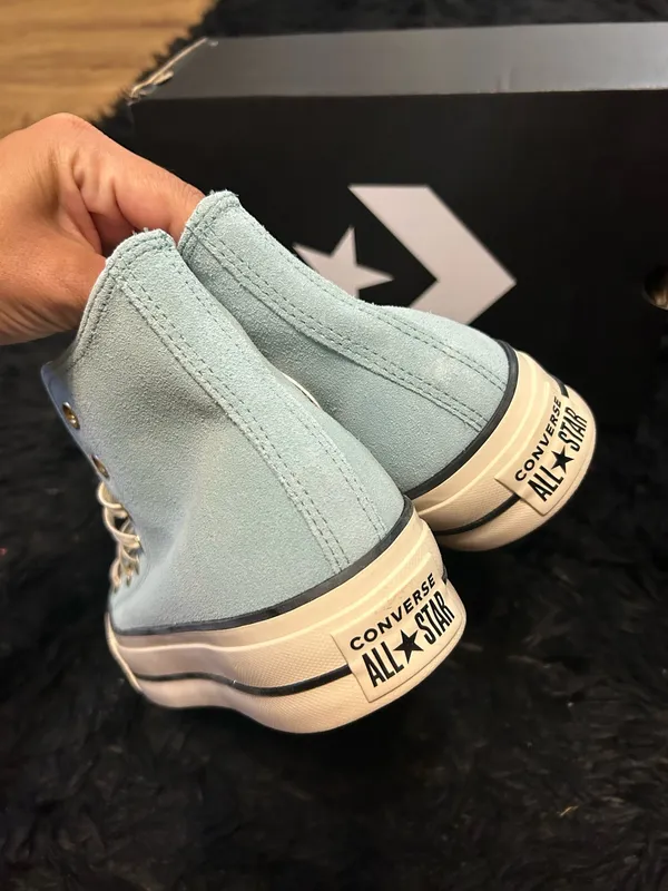 CONVERSE Ctas Lift Hi top blue leather platform shoes sneakers women’s 8 new - Image 4