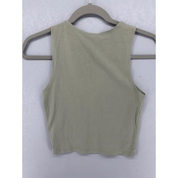 Cotton On Crop Top Women Small Sage Green Keyhole‎ Cutout Sleeveless Ribbed - Image 2