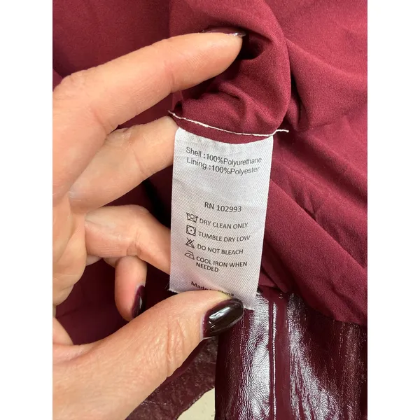 Ronny Kobo Patent Faux Leather Jacket Medium Red - Image 7