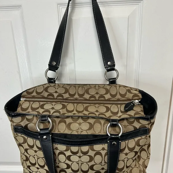 Coach Y2K Brown and Black Signature Tote - Image 9