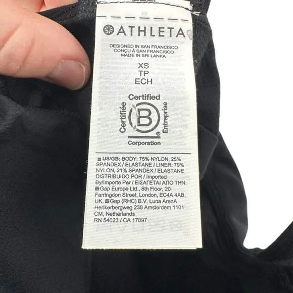 Athleta Transcend Bodysuit Black Yoga‎ Pilates One Piece Strappy Back Pockets XS - Image 7