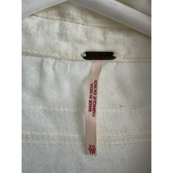 Free People Womens Ivory Rayon Cotton Gauze Oversized Button‎ Down Shirt XS 3332 - Image 3