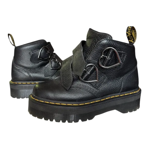 Dr. Martens Denon Flower Buckle Platform Boots Black Size 8 - Image 3