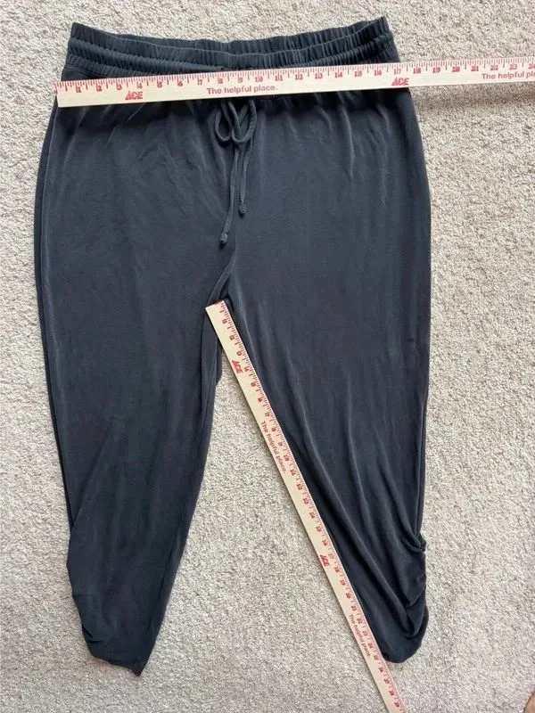 Express Womens Black Sandwashed Ruched Hem Joggers Large Modal Lounge Pants - Image 2