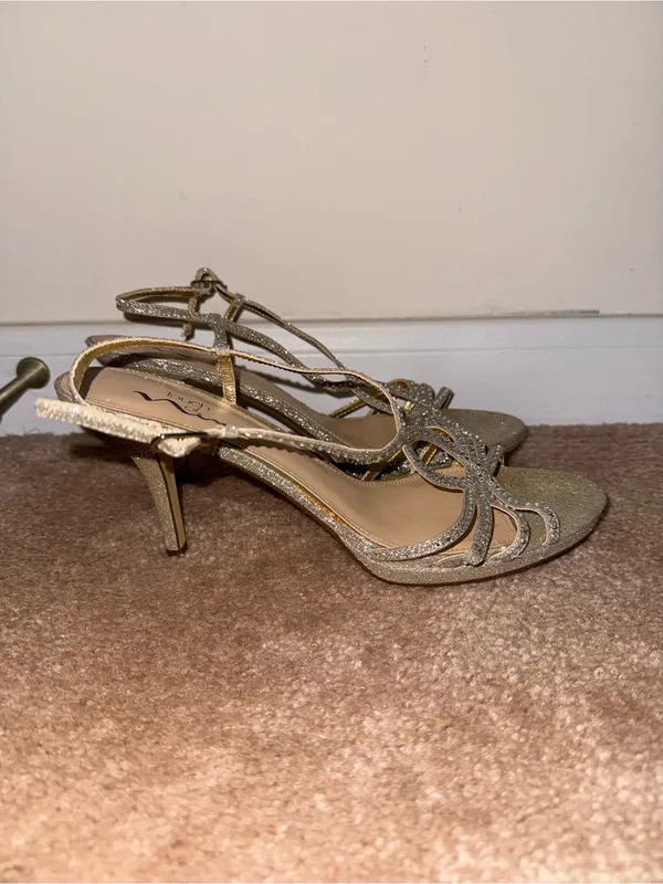 Touch of Nina Gold Glitter Strappy Heeled Sandals - Image 2