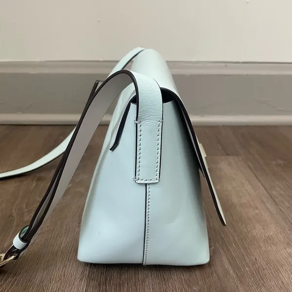 Kate Spade Mint Teal Blue Leather Crossbody Bag Purse ~ Fold over Magnetic - Image 10