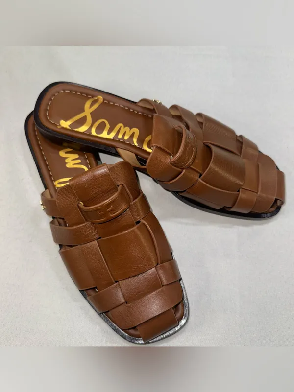 Sam Edelman Dina Woven Size 11 Fisherman Slides Brown Leather Sandals Women's 42 - Image 2
