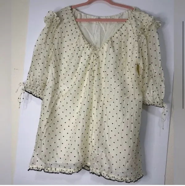 For Love and Lemons Eden Mini Dress tiny velvet flocked hearts - Image 4