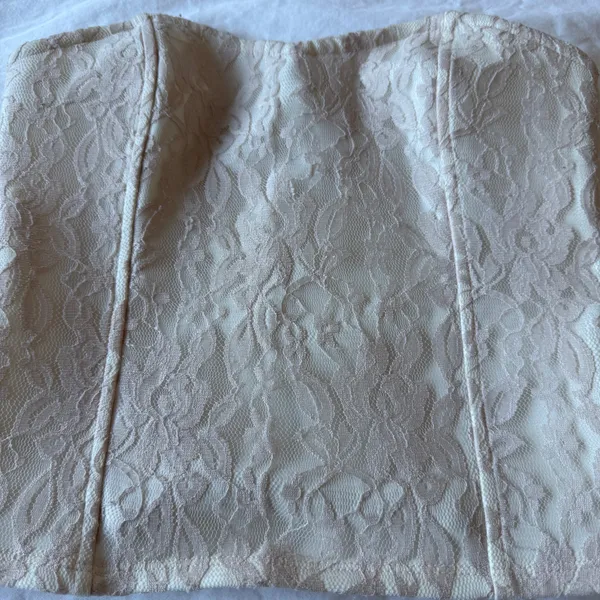 ✨ Dreamy Lace Corset Tube Top – Soft Ivory Fairycore Bustier Small 🤍✨ - Image 2
