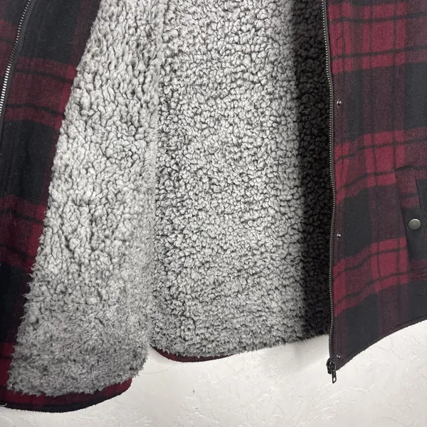 Harper Heritage Boutique Vest Size Small Plaid Full Zip Faux Fur Fleece - Image 5