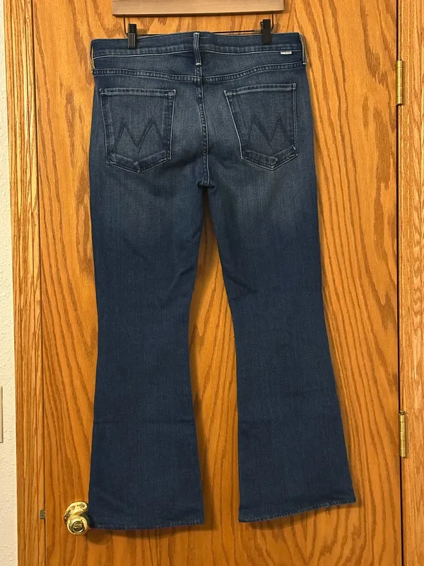 MOTHER The Down Low Weekender Heel in the color High Tide -Flare Jeans - Size 34 - Image 3