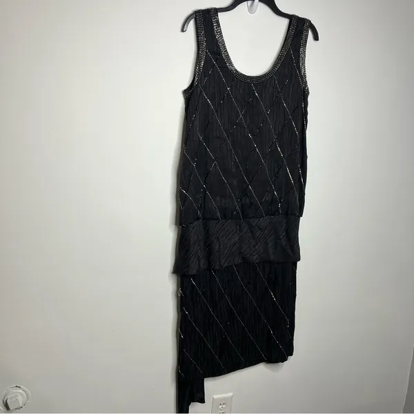 Francesca of Damon for starington‎ black beaded silk dress size 8 - Image 6