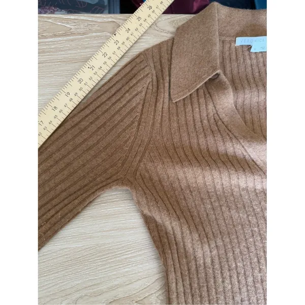 Veronica Beard Medium Lazana Cashmere Cardigan Camel Fall Neutral collar work - Image 7