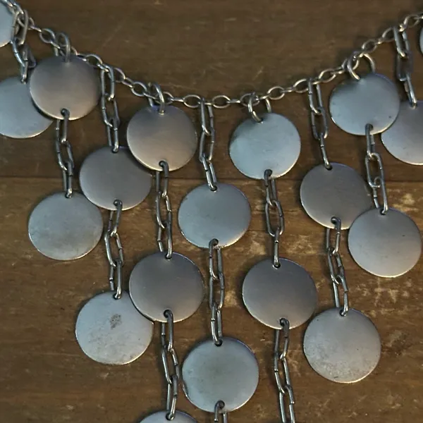 Vintage silver tone pyramid bib necklace - Image 3