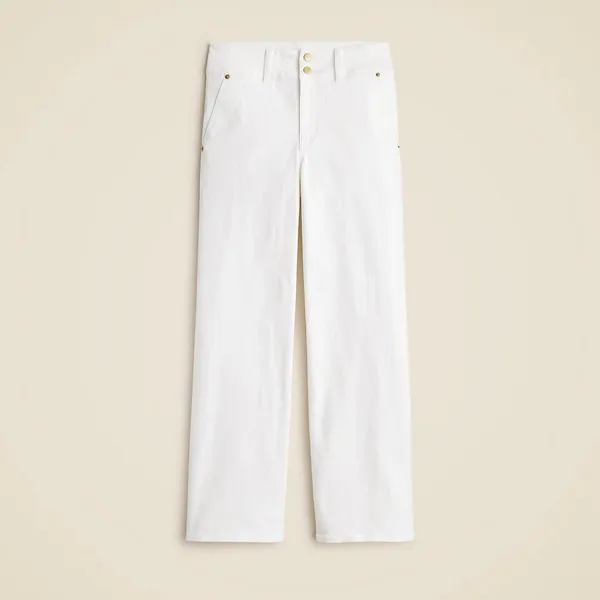 NWT!! J. CREW Slim Wide Leg Jeans Stacked Buttons Solid White Preppy Size 27 - Image 11