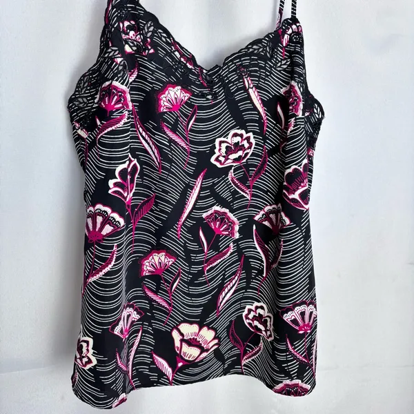 Daniel Rainn Anthropologie Floral Eyelet Cami Tank Top Black Pink Size Small S - Image 6