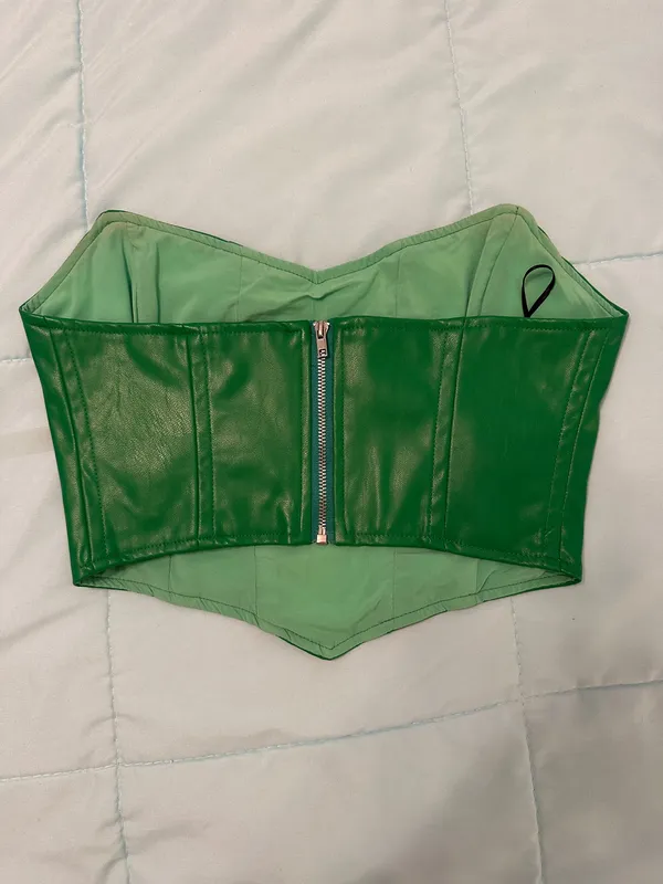 Princess Polly Jessica PU Bustier Top Green - Image 4