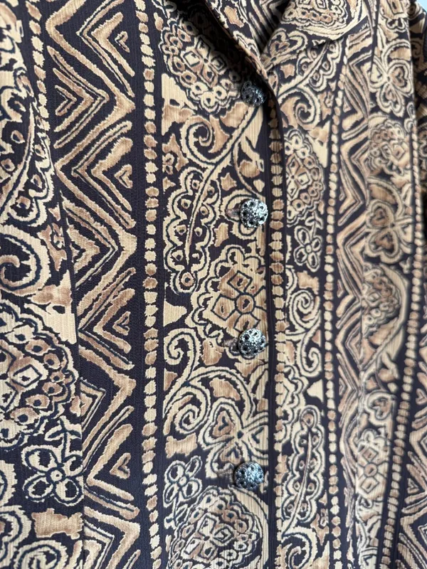 Vintage 90s Long Maxi Dress Button Up Tribal Print - Image 6