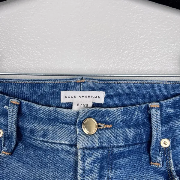 Good American Distressed High‎ Rise Straight Leg Jeans Blue Size 6 - Image 2