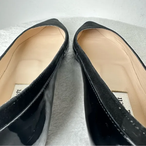 NWOB L.K. Bennett London Black Patent Leather Velvet Pointed Toe Loafers - Image 14
