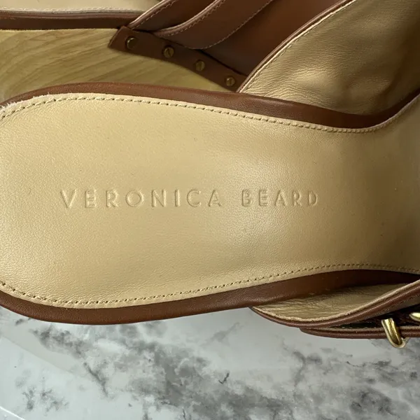 Veronica Beard Hendrix Brown Leather Platform Clogs 10.5 Wooden Block Heel Mules - Image 7