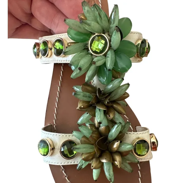 Tory Burch Floral‎ Gemstone Embellished Slide Sandals 8.5 - Image 9
