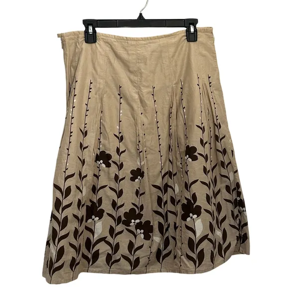 Apt 9 brown tan floral lined skirt size 12 cotton business casual - Image 3